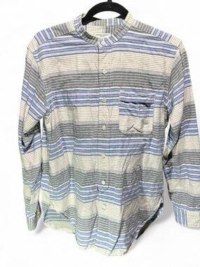 Engineered Garments Striped Button Down Shirt Size Small Blue White Gray Cotton